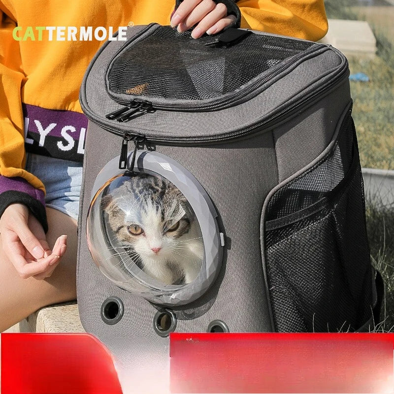 Expandable Space Capsule Pet Backpack, Large Capacity Dog & Cat Carrier with Breathable Design for Travel