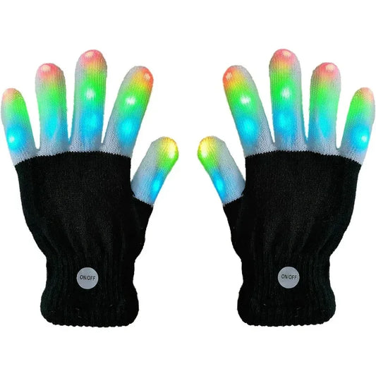 LED Rave Gloves | Flashing Finger Light Up Glow Gloves 6 Modes - Party & Concert
