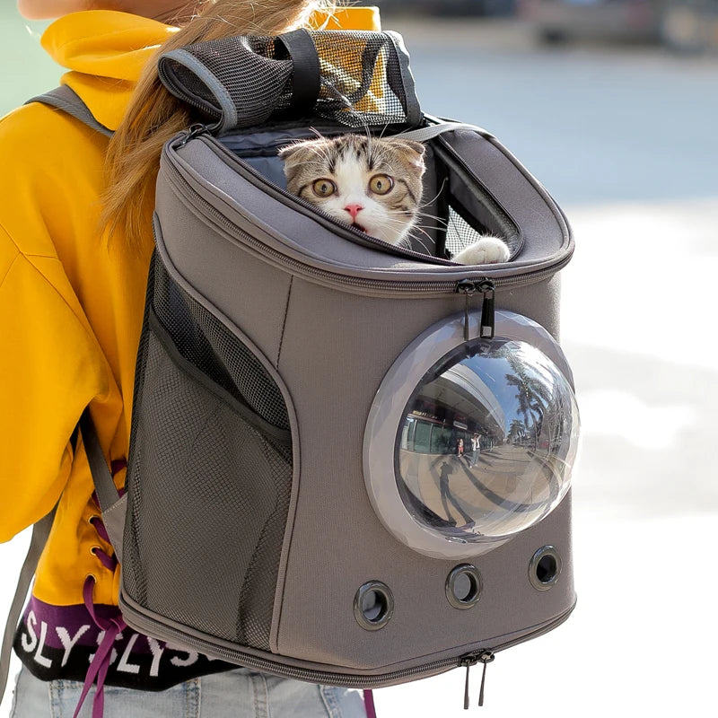 Expandable Space Capsule Pet Backpack, Large Capacity Dog & Cat Carrier with Breathable Design for Travel