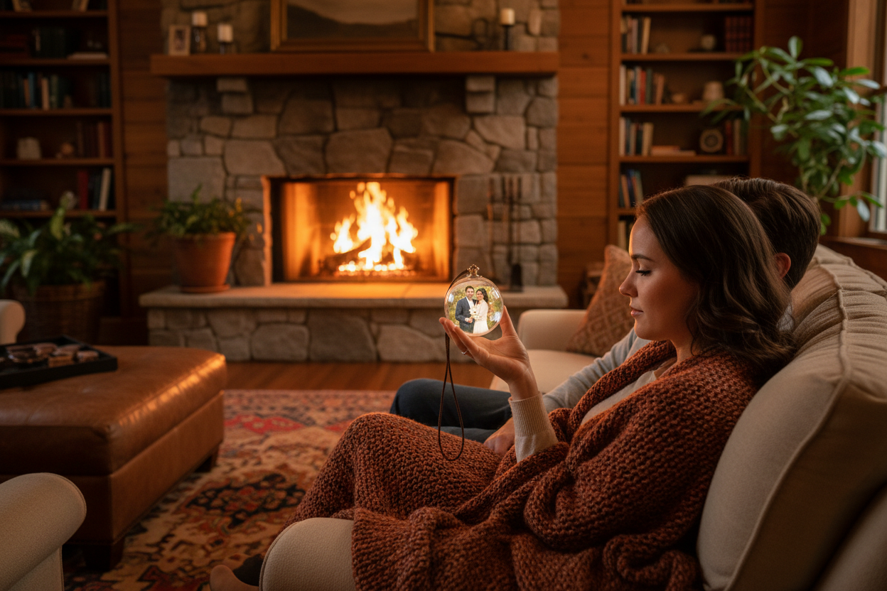 başka bir açıdan şömine önünde gösterebilirmisin ip birazdaha kısa olsun bu arada